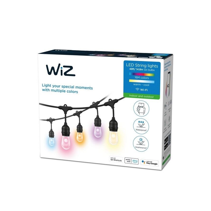 WiZ - LED RGBW Zatemnitvena zunanja veriga 12xLED 14,4m IP65 2700-5000K Wi-Fi
