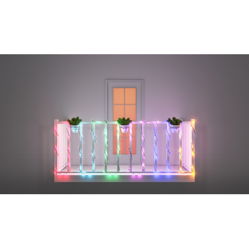 WiZ - LED RGBW Zatemnitvena zunanja veriga 160xLED 20m IP44 2700-5000K Wi-Fi