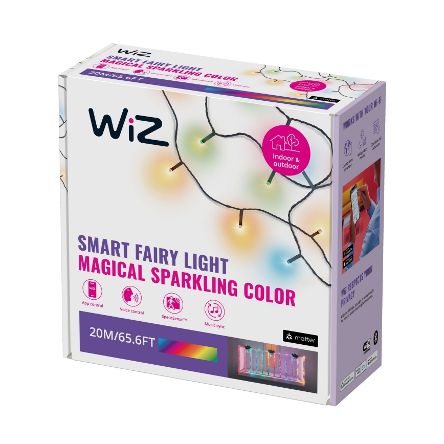 WiZ - LED RGBW Zatemnitvena zunanja veriga 160xLED 20m IP44 2700-5000K Wi-Fi