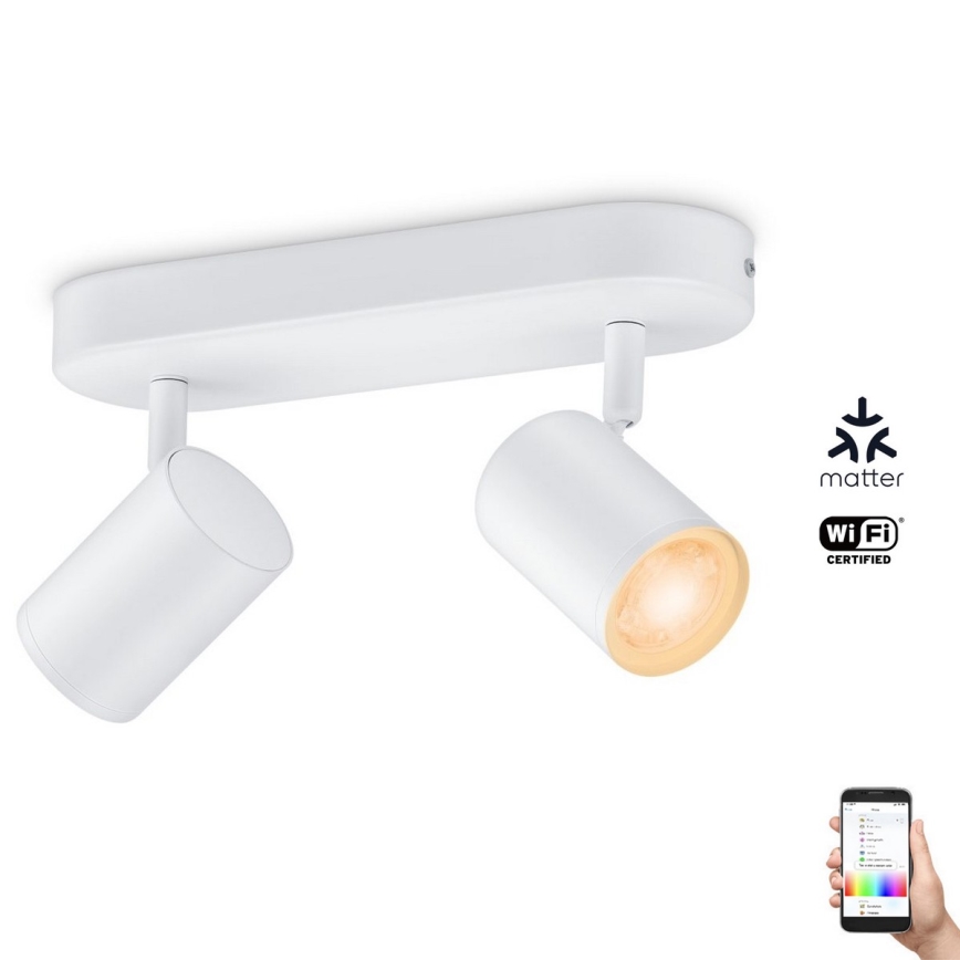 WiZ - LED RGBW Zatemnitveni reflektor IMAGEO 2xGU10/4,9W/230V 2200-6500K Wi-Fi CRI 90 bela