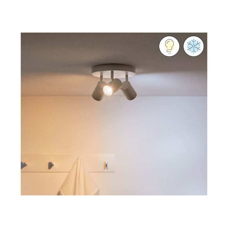 WiZ - LED RGBW Zatemnitveni reflektor IMAGEO 3xGU10/4,9W/230V 2200-6500K Wi-Fi CRI 90 bela