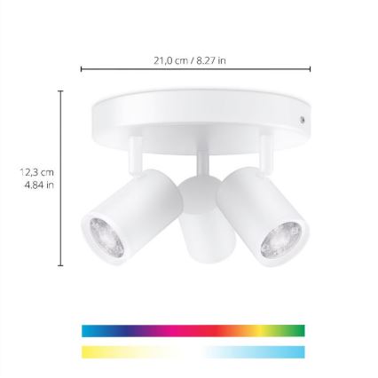 WiZ - LED RGBW Zatemnitveni reflektor IMAGEO 3xGU10/4,9W/230V 2200-6500K Wi-Fi CRI 90 bela