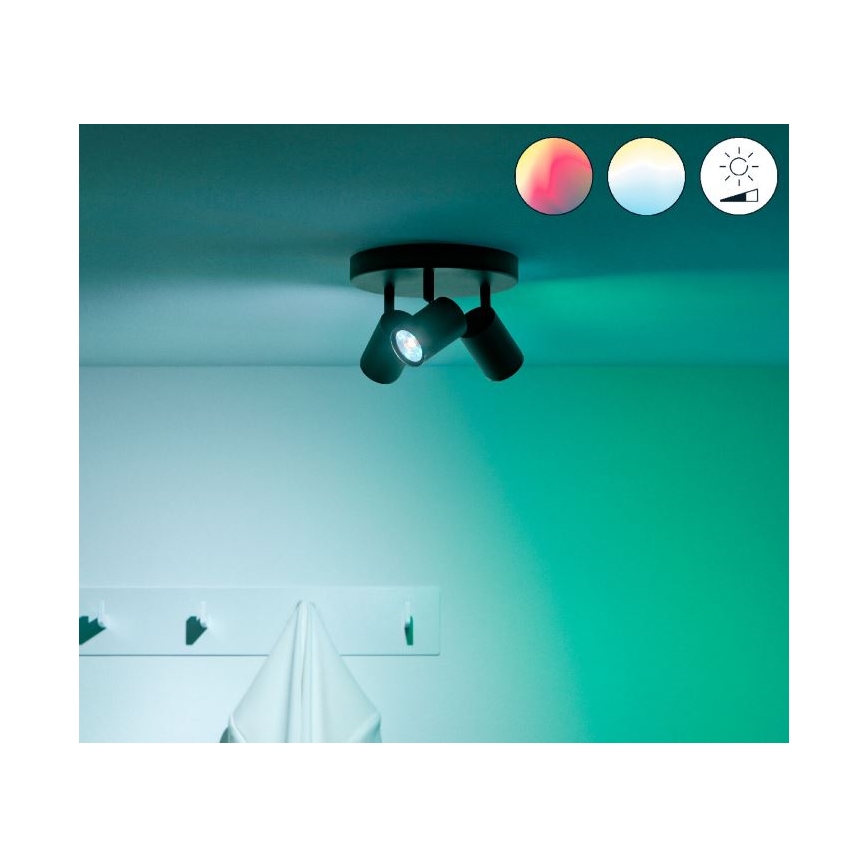 WiZ - LED RGBW Zatemnitveni reflektor IMAGEO 3xGU10/4,9W/230V 2200-6500K Wi-Fi CRI 90 črna