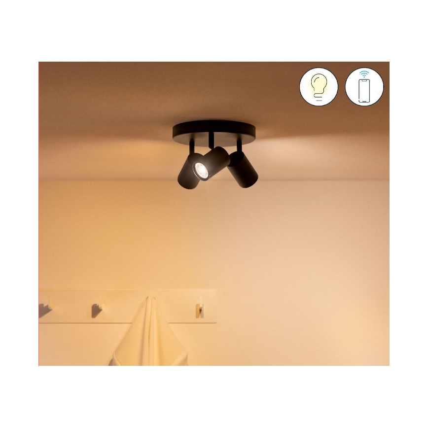 WiZ - LED RGBW Zatemnitveni reflektor IMAGEO 3xGU10/4,9W/230V 2200-6500K Wi-Fi CRI 90 črna