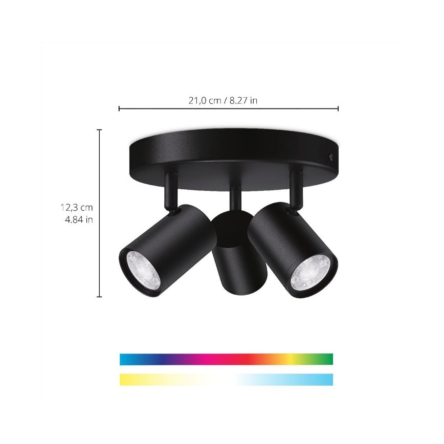 WiZ - LED RGBW Zatemnitveni reflektor IMAGEO 3xGU10/4,9W/230V 2200-6500K Wi-Fi CRI 90 črna