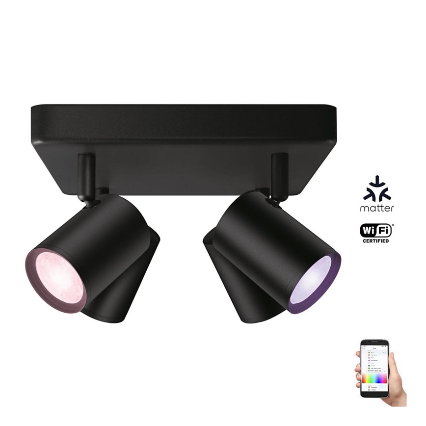 WiZ - LED RGBW Zatemnitveni reflektor IMAGEO 4xGU10/4,9W/230V 2200-6500K Wi-Fi CRI 90 črna