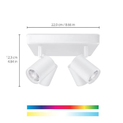 WiZ - LED RGBW Zatemnitveni reflektor IMAGEO 4xGU10/4,9W/230V 2200-6500K Wi-Fi CRI 90 bela