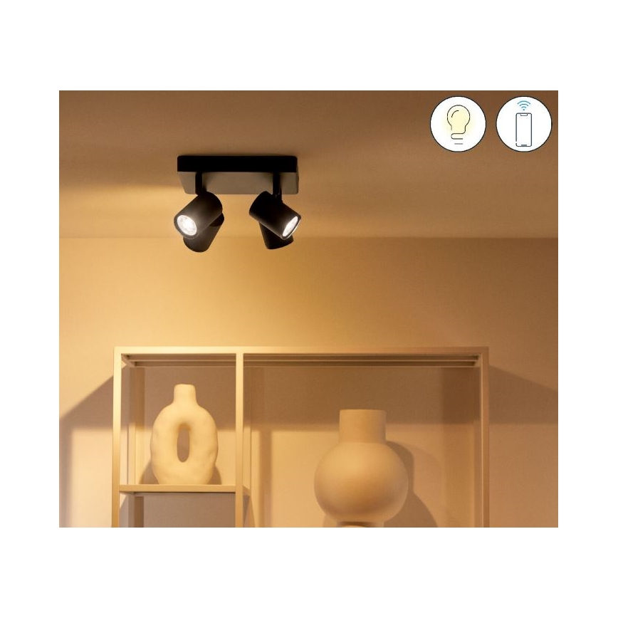 WiZ - LED RGBW Zatemnitveni reflektor IMAGEO 4xGU10/4,9W/230V 2200-6500K Wi-Fi CRI 90 črna