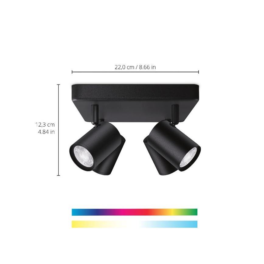 WiZ - LED RGBW Zatemnitveni reflektor IMAGEO 4xGU10/4,9W/230V 2200-6500K Wi-Fi CRI 90 črna