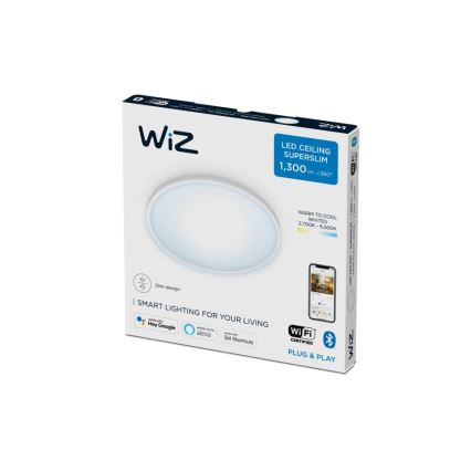 WiZ - LED Zatemnitvena stropna svetilka SUPERSLIM LED/14W/230V 2700-6500K Wi-Fi bela