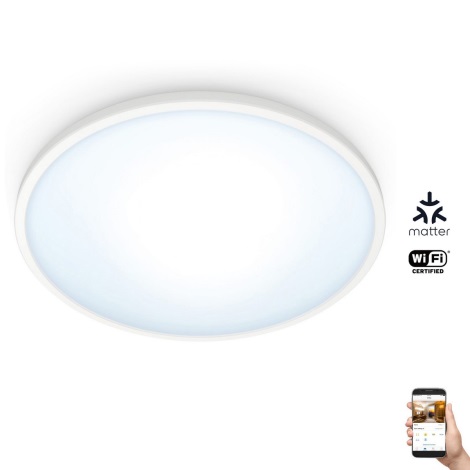 WiZ - LED Zatemnitvena stropna svetilka SUPERSLIM LED/16W/230V 2700-6500K Wi-Fi bela