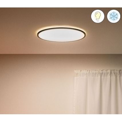 WiZ - LED Zatemnitvena stropna svetilka SUPERSLIM LED/22W/230V 2700-6500K Wi-Fi črna