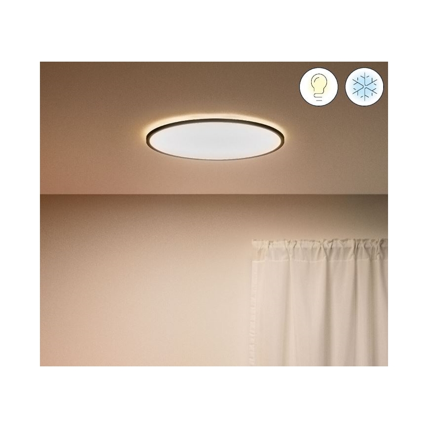 WiZ - LED Zatemnitvena stropna svetilka SUPERSLIM LED/22W/230V 2700-6500K Wi-Fi črna