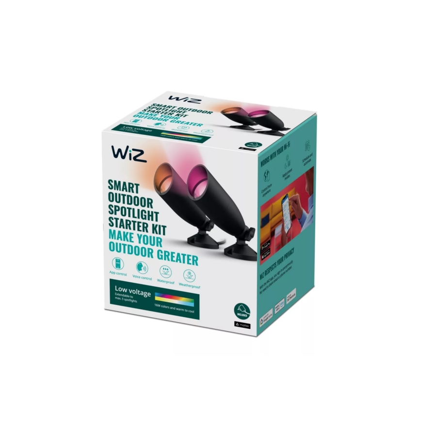 WiZ -SET 2x LED RGBW Zatemnitvena zunanja svetilka SPOT LED/10W/230V 2700-5000K IP65 Wi-Fi