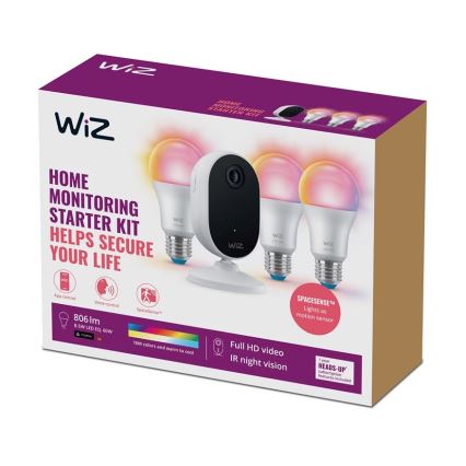 WiZ - Set za nadzor gospodinjstva: 1xkamera + 3xLED RGB žarnica 8,5W/230V Wi-Fi