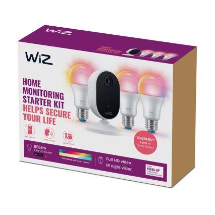 WiZ - Set za nadzor gospodinjstva: 1xkamera + 3xLED RGB žarnica 8,5W/230V Wi-Fi