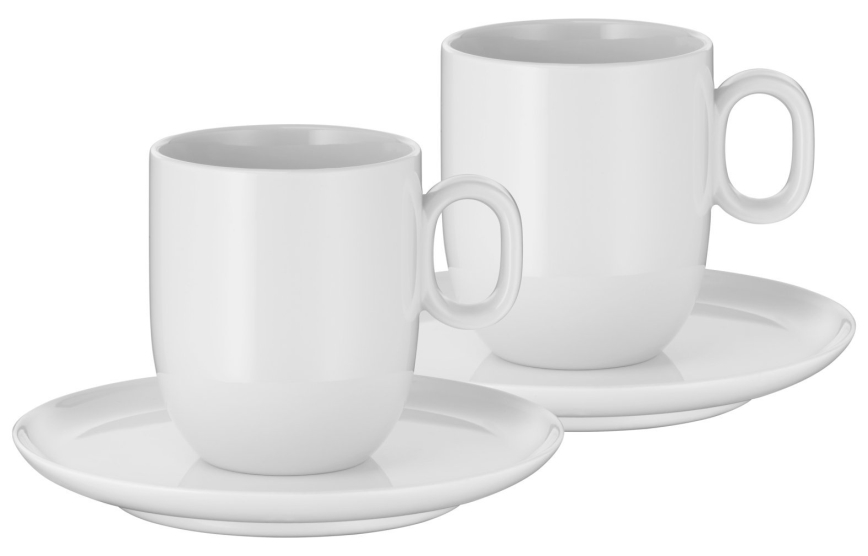 WMF - SET 2x Kavna skodelica za kremo s krožničkom BARISTA 170 ml bela