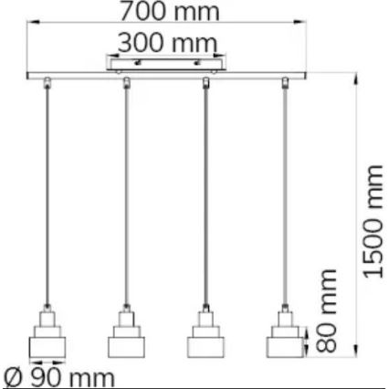 Wofi 11624 - Lestenec na vrvici NAPLES 4xE14/28W/230V siv/sijajni krom