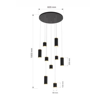 Wofi 5003-904 - LED Zatemnitveni lestenec na vrvici TOULOUSE LED/57W/230V črna/zlata