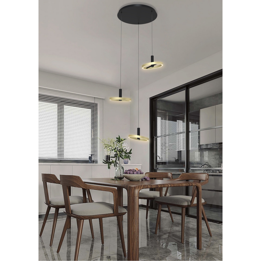 Wofi 5016-304 - LED Zatemnitveni lestenec na vrvici BREST LED/26W/230V črna/zlata