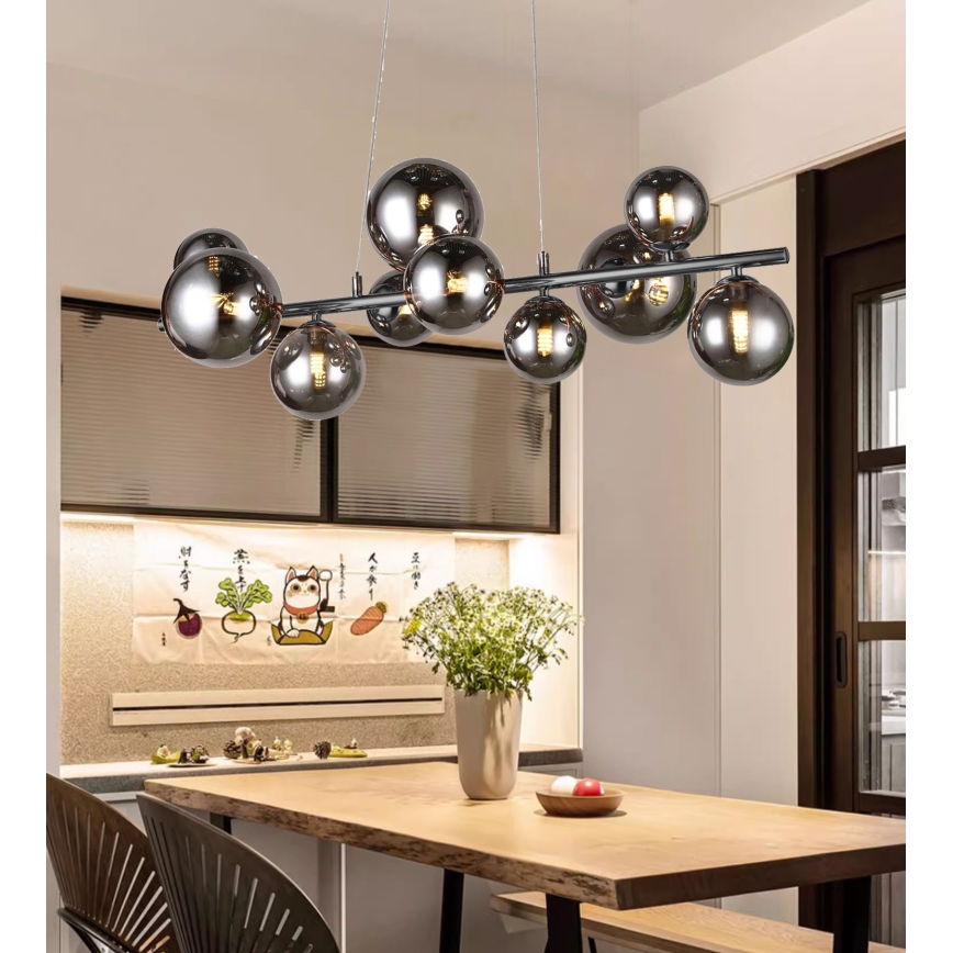 Wofi 6014.10.24.9000 - LED Lestenec na vrvici VILLA 10xG9/3W/230V črna/sijajni krom