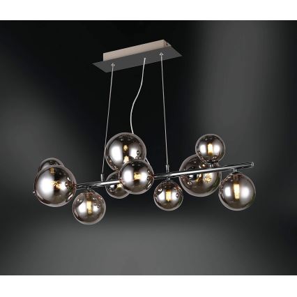Wofi 6014.10.24.9000 - LED Lestenec na vrvici VILLA 10xG9/3W/230V črna/sijajni krom
