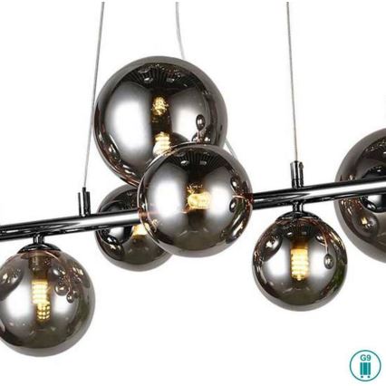 Wofi 6014.10.24.9000 - LED Lestenec na vrvici VILLA 10xG9/3W/230V črna/sijajni krom