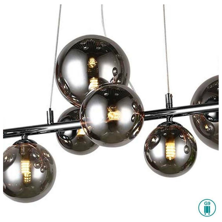 Wofi 6014.10.24.9000 - LED Lestenec na vrvici VILLA 10xG9/3W/230V črna/sijajni krom