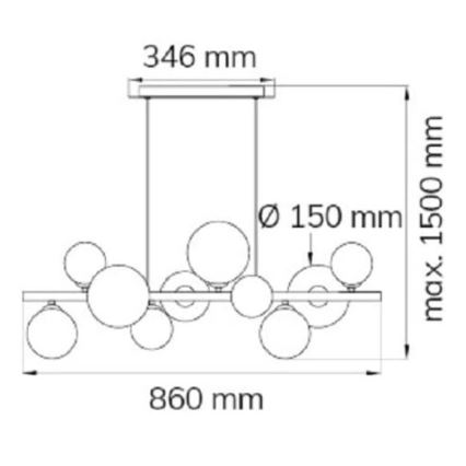 Wofi 6014.10.24.9000 - LED Lestenec na vrvici VILLA 10xG9/3W/230V črna/sijajni krom