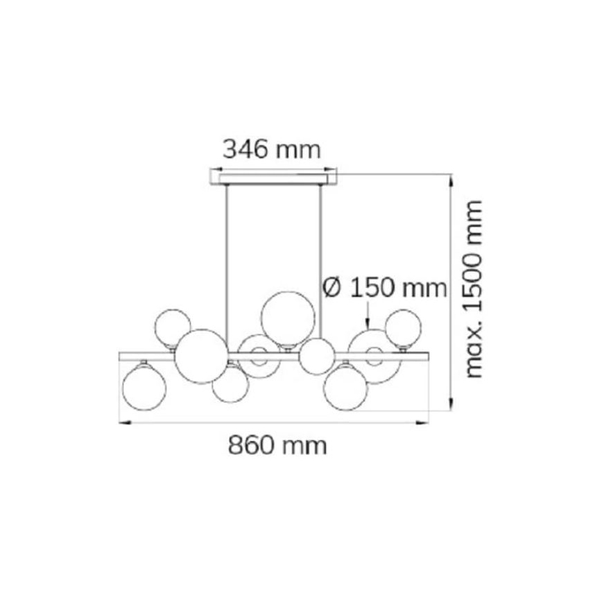 Wofi 6014.10.24.9000 - LED Lestenec na vrvici VILLA 10xG9/3W/230V črna/sijajni krom