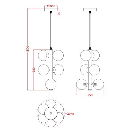 Wofi 6014-605W - LED Lestenec na vrvici VILLA 6xG9/3W/230V črna