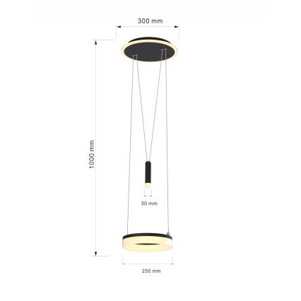 Wofi 6054-302 - LED Zatemnitveni lestenec na vrvici JESSE LED/15,5W/230V črna