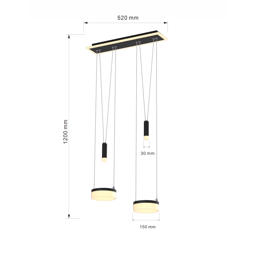 Wofi 6054-502 - LED Zatemnitveni lestenec na vrvici JESSE LED/21W/230V črna