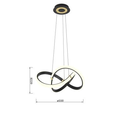 Wofi 6134-104 - LED Zatemnitveni lestenec na vrvici INDIGO LED/44W/230V črna/zlata