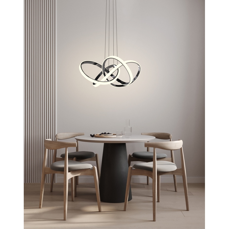 Wofi 6134-105L - LED Zatemnitveni lestenec na vrvici INDIGO LED/50W/230V črna/sijajni krom
