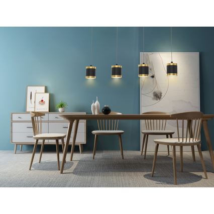 Wofi 7003-404 - LED zatemnjiv lestenec na jekleni vrvi TOULOUSE 4xLED/8,5W/230V črna/zlata