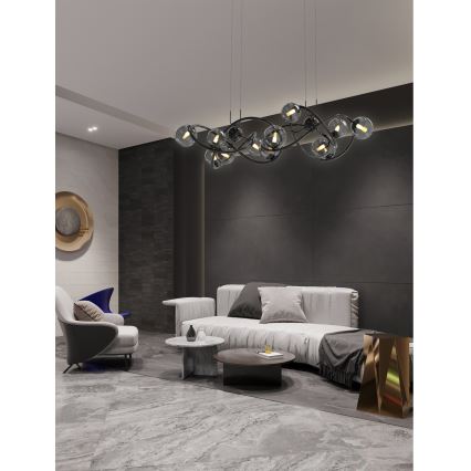 Wofi 7014-1405 - LED Lestenec na vrvici NANCY 14xG9/3,5W/230V črna/sijajni krom