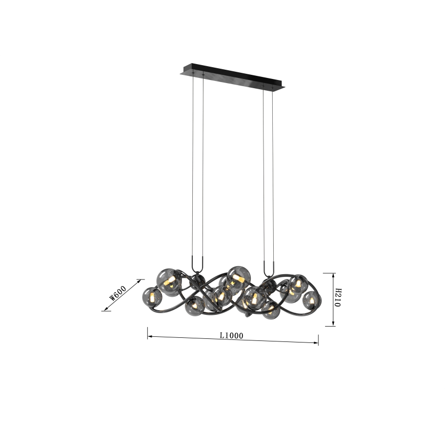 Wofi 7014-1405 - LED Lestenec na vrvici NANCY 14xG9/3,5W/230V črna/sijajni krom