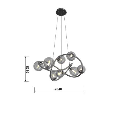 Wofi 7014-805 - LED Lestenec na vrvici NANCY 8xG9/3,5W/230V črna/sijajni krom