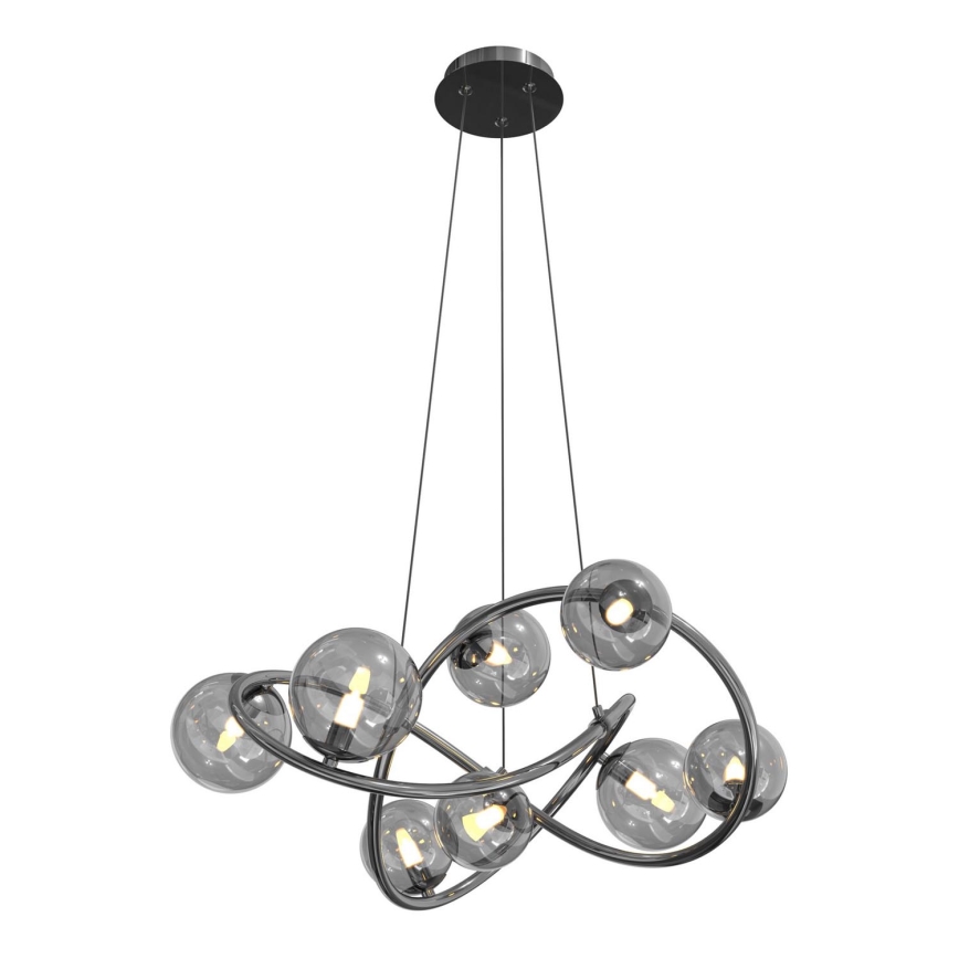Wofi 7014-805 - LED Lestenec na vrvici NANCY 8xG9/3,5W/230V črna/sijajni krom