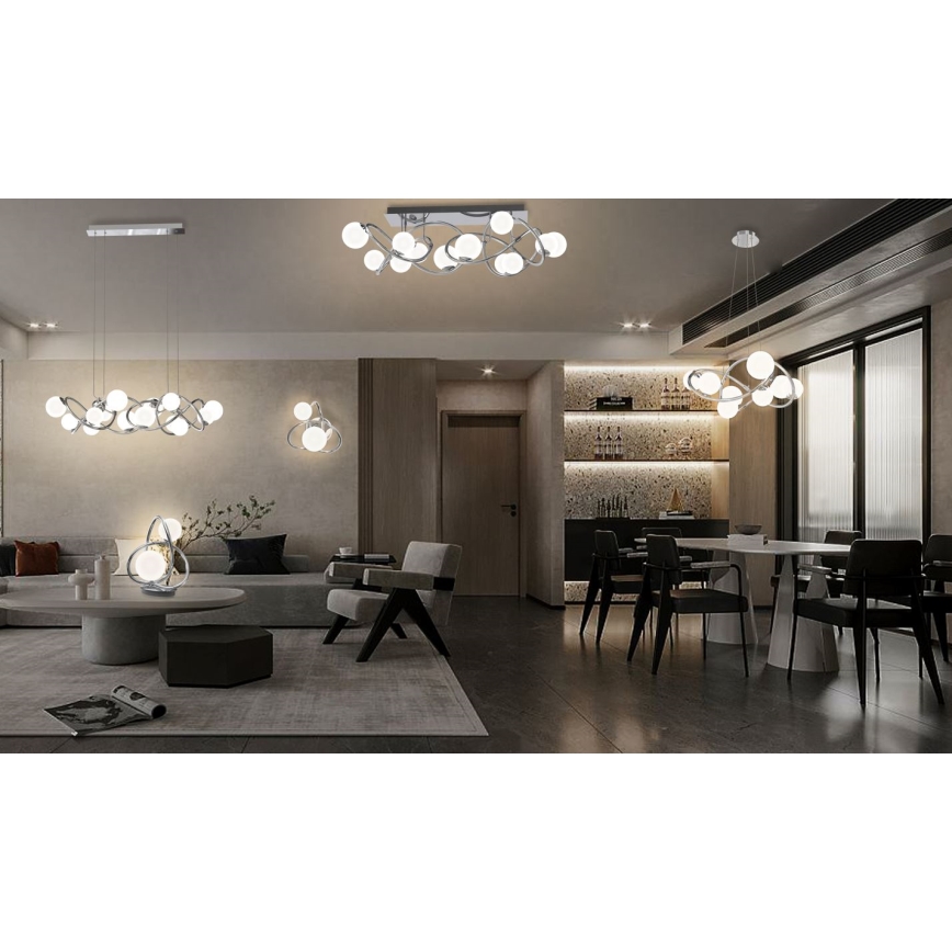 Wofi 7014-807 - LED Lestenec na vrvici NANCY 8xG9/3,5W/230V sijajni krom