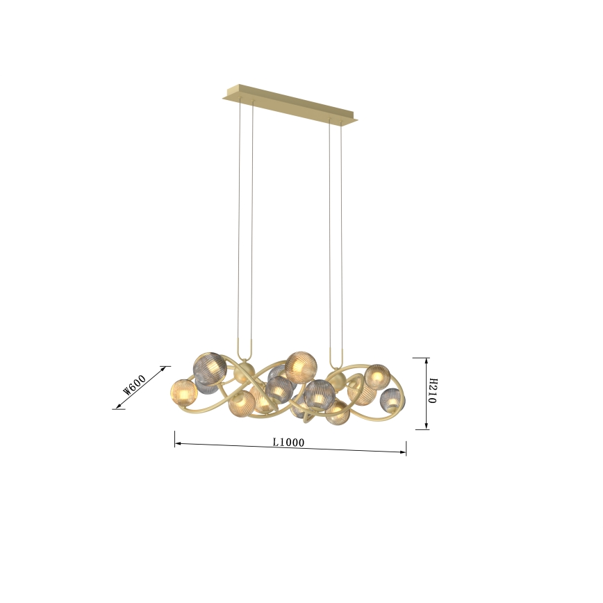 Wofi 7015-1404 - LED Lestenec na vrvici METZ 14xG9/3,5W/230V zlata/siv