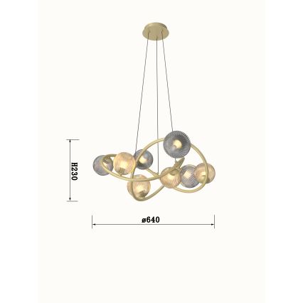 Wofi 7015-804 - LED Lestenec na vrvici METZ 8xG9/3,5W/230V zlata/siv