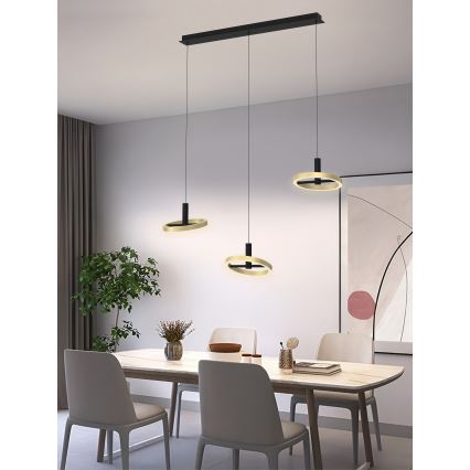 Wofi 7016-304 - LED Zatemnitveni lestenec na vrvici BREST LED/26W/230V črna/zlata