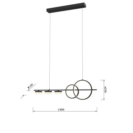 Wofi 7030-502 - LED Zatemnitveni lestenec na vrvici MESSINA LED/40W/230V črna