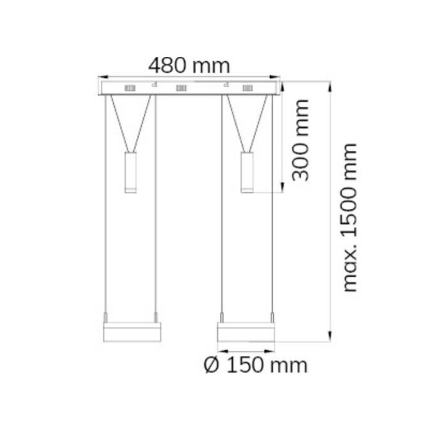 Wofi 7263.04.54.6000 - LED Zatemnitveni lestenec na vrvici JETTE 2xLED/7,5W/230V + 2xLED/1W