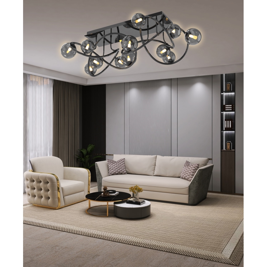 Wofi 9014-1205 - LED Lestenec NANCY 12xG9/3,5W/230V črna/sijajni krom