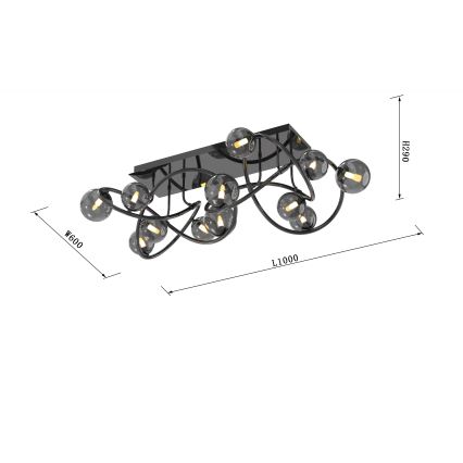Wofi 9014-1205 - LED Lestenec NANCY 12xG9/3,5W/230V črna/sijajni krom