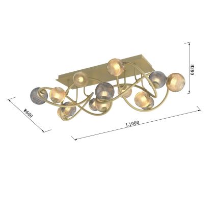 Wofi 9015-1204 - LED Nadgradni lestenec METZ 12xG9/3,5W/230V zlata/siv