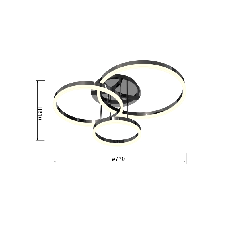 Wofi 9049-405 - LED Zatemnitveni nadgradni lestenec PERPIGNAN LED/51W/230V črna/sijajni krom
